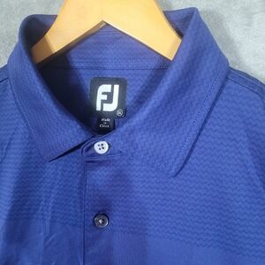 FootJoy Mens XL Blue Textured Golf Polo Shirt Flint Elks Logo Stretch